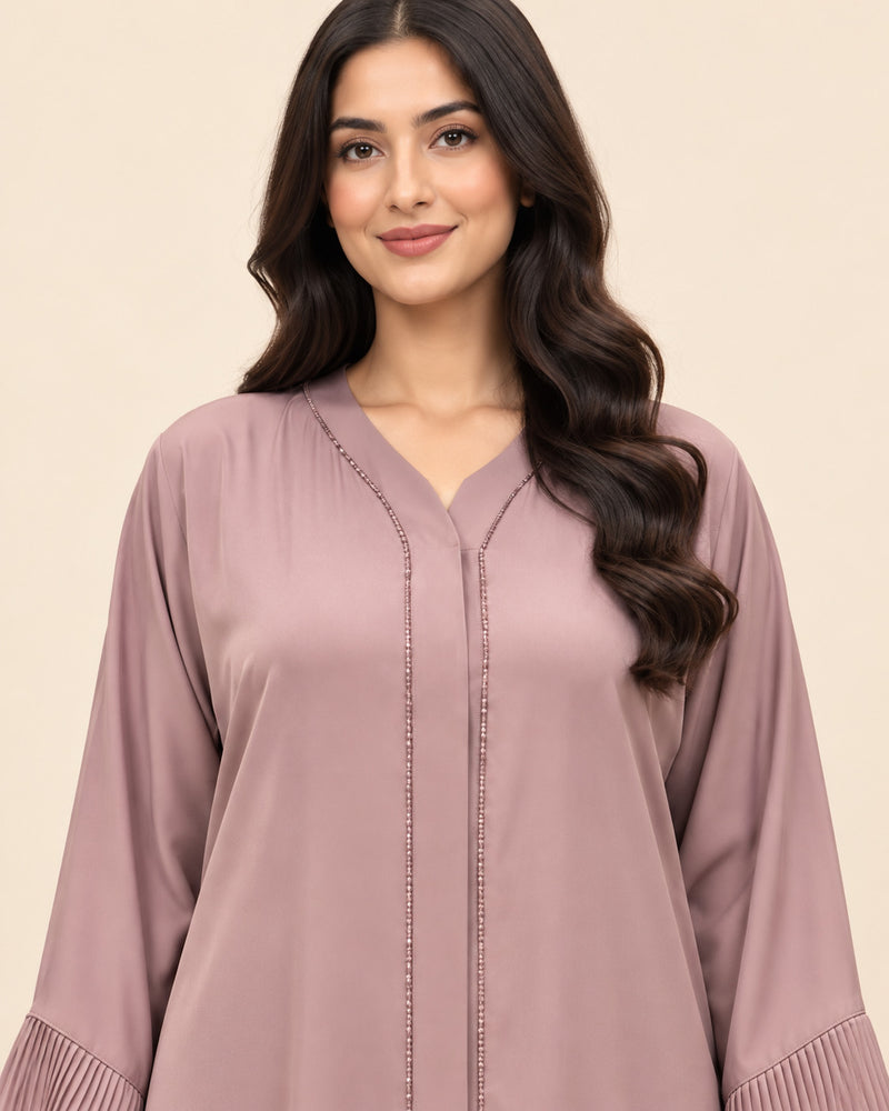 FAYRA Taupe Pleated Abaya