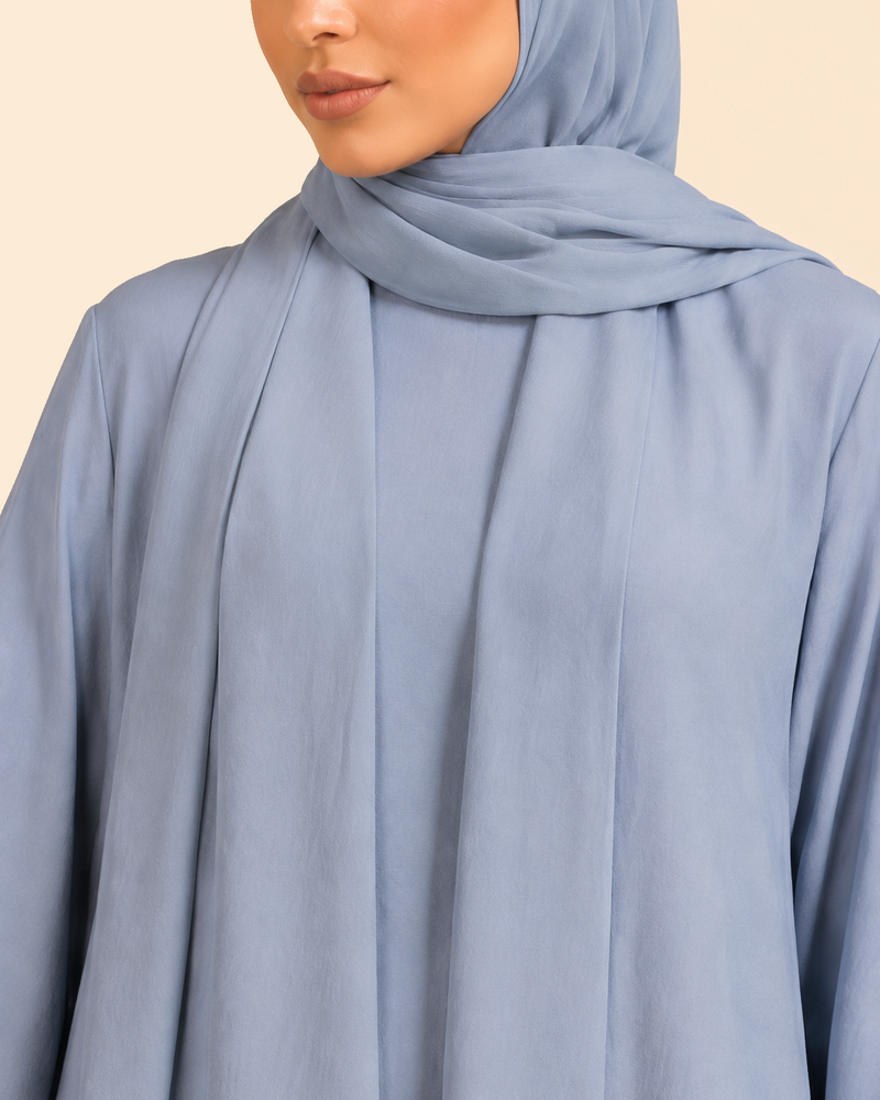 FAYRA Blue Mist Wide-Sleeve Abaya Set