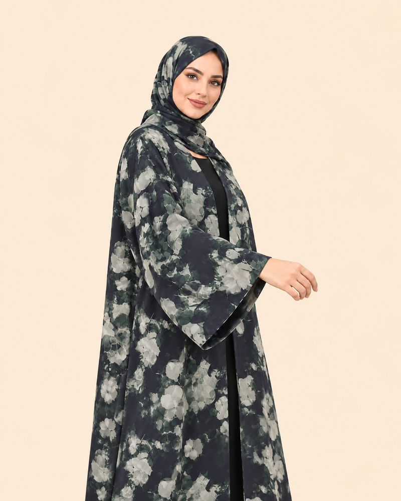 FAYRA Midnight Garden Floral Abaya