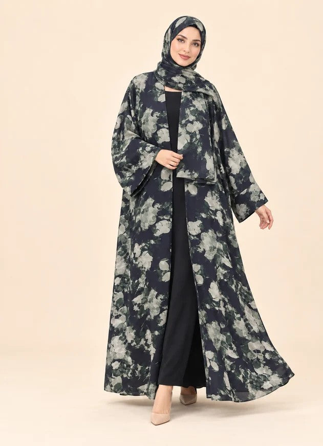 FAYRA Midnight Garden Floral Abaya