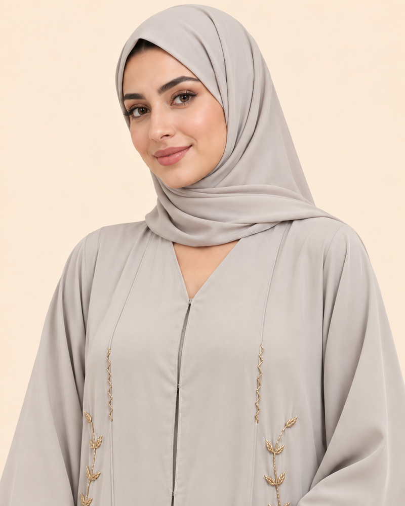 FAYRA Greige Gold Handwork Abaya