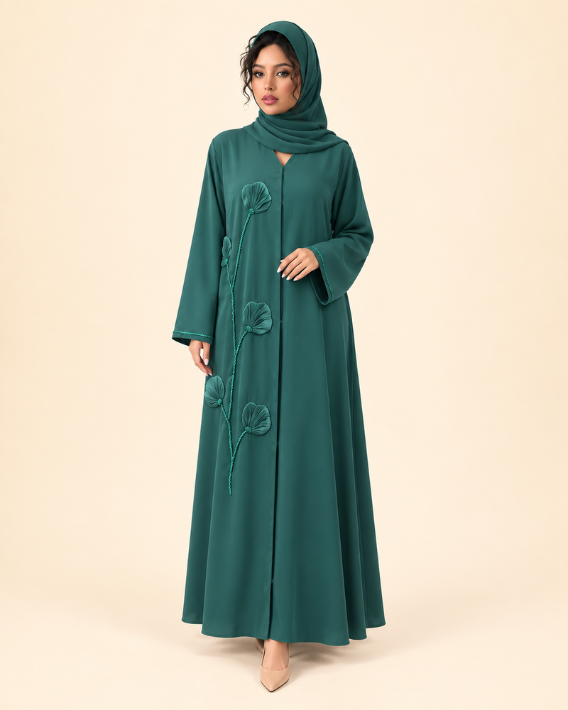 FAYRA Emerald Bloom Abaya