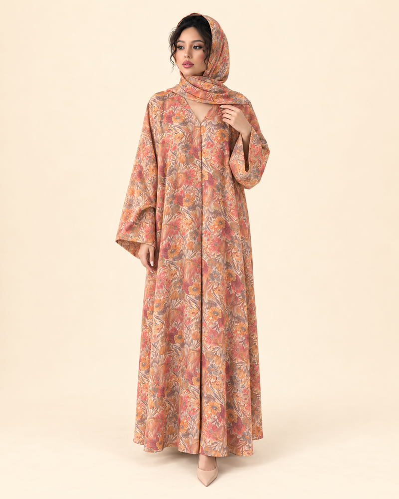 FAYRA Autumn Bloom Floral Abaya