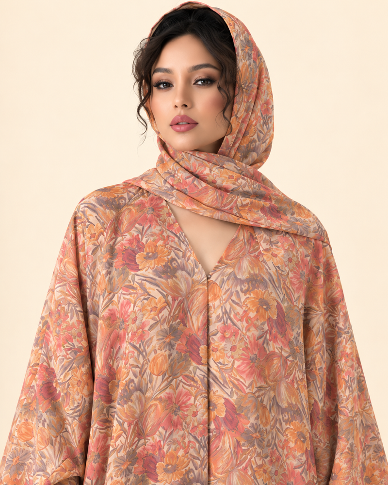FAYRA Autumn Bloom Floral Abaya