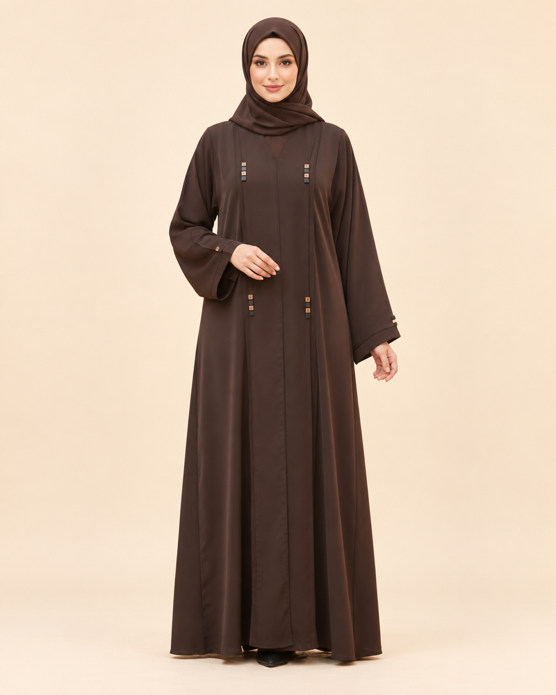FAYRA Mocha Square-Detail Abaya
