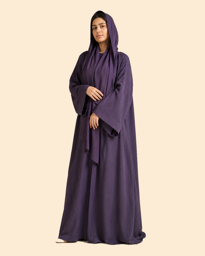 FAYRA Plum Mist Wide-Sleeve Abaya Set