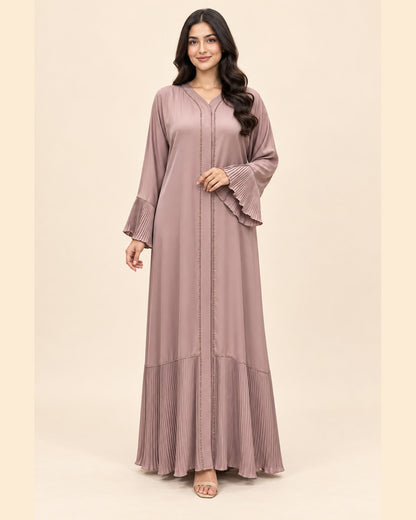 FAYRA Taupe Pleated Abaya