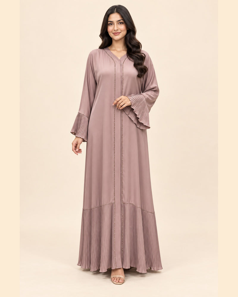 FAYRA Taupe Pleated Abaya