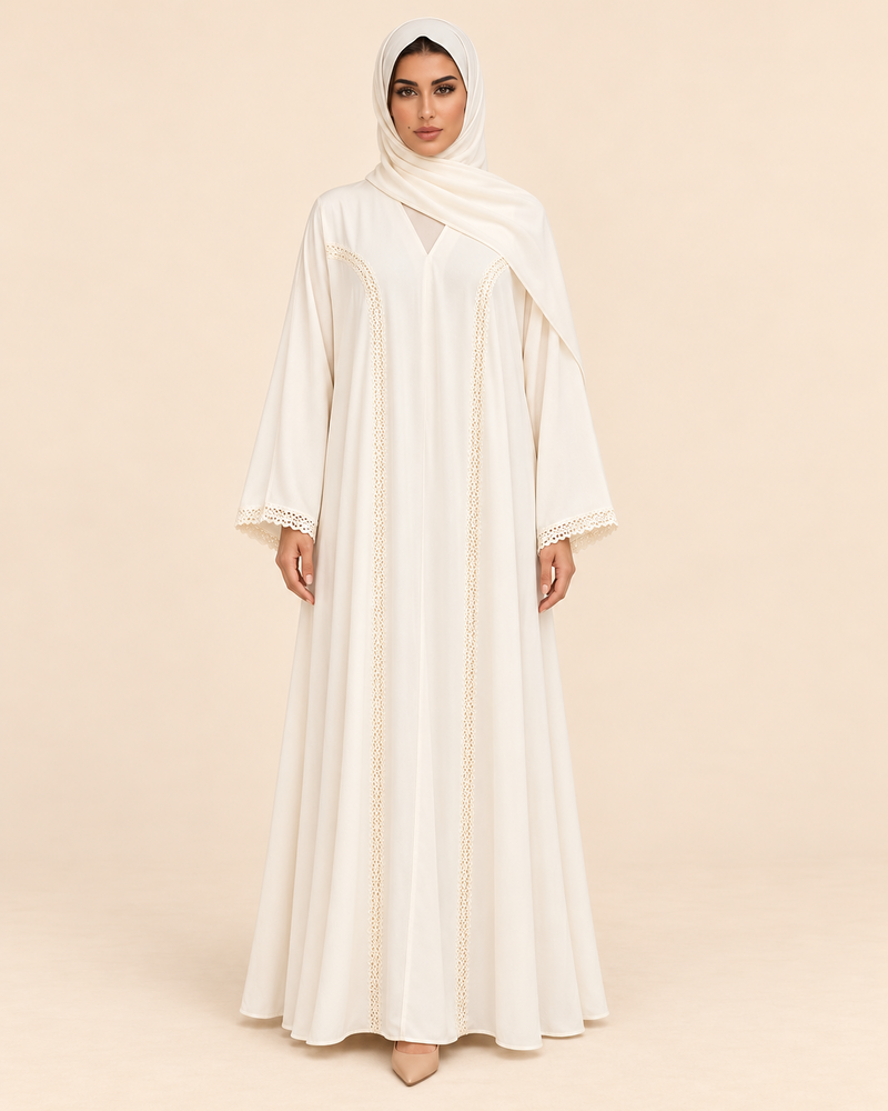 FAYRA Ivory Grace Lace Abaya