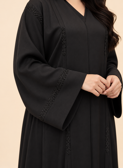 FAYRA Black Beaded Panel Abaya