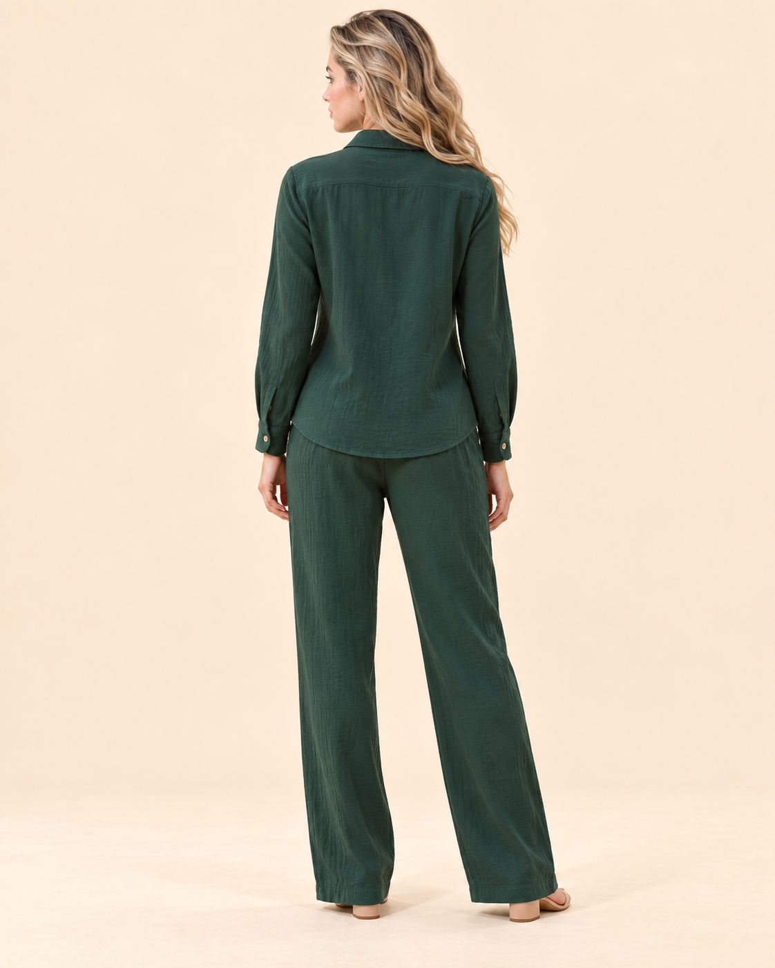 FAYRA Forest Green Textured Co-ord Set