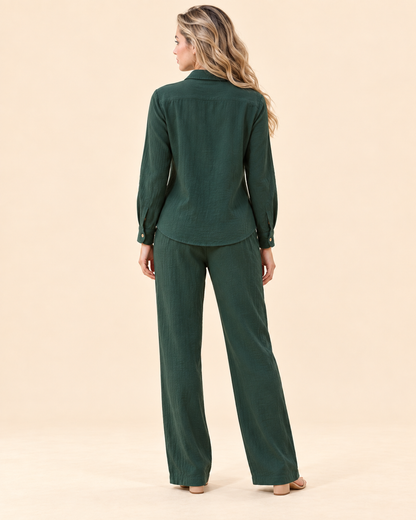 FAYRA Forest Green Textured Co-ord Set