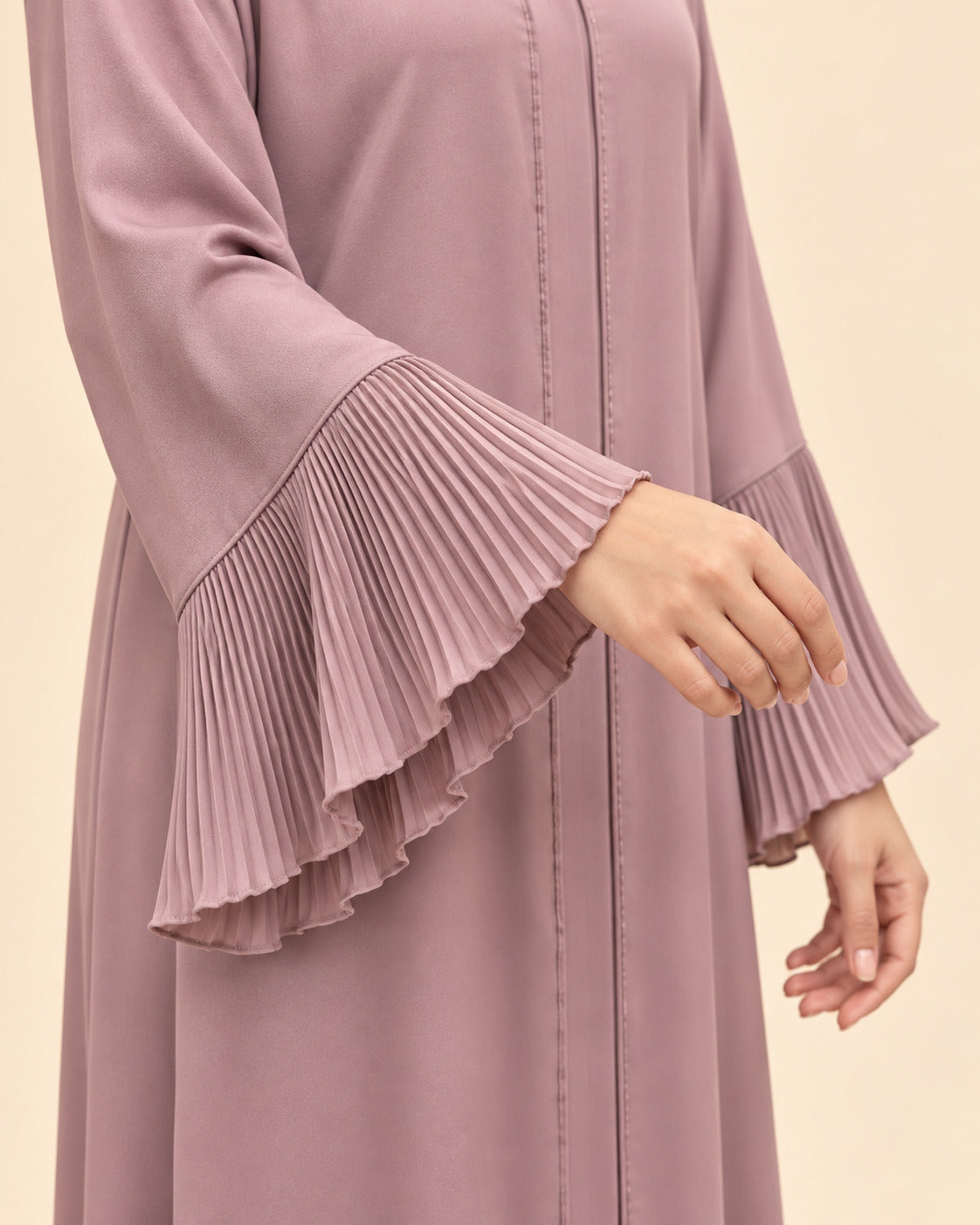 FAYRA Taupe Pleated Abaya