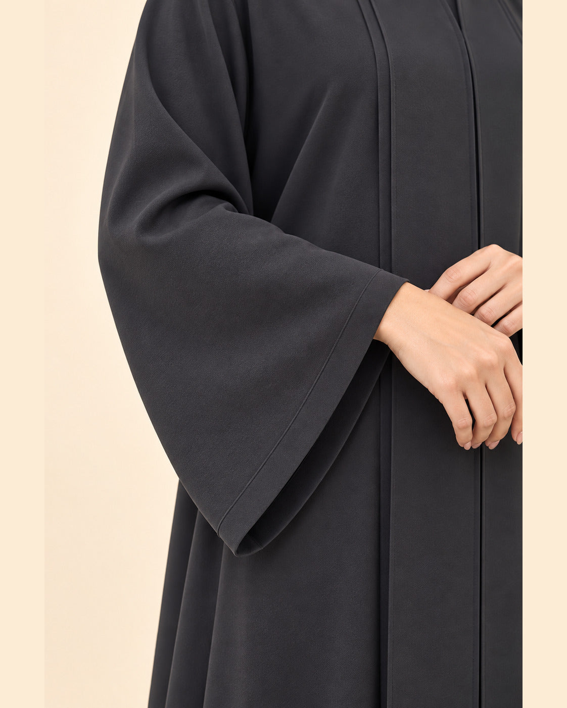 FAYRA Charcoal Square-Stud Abaya