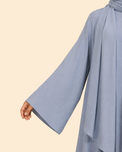 FAYRA Blue Mist Wide-Sleeve Abaya Set