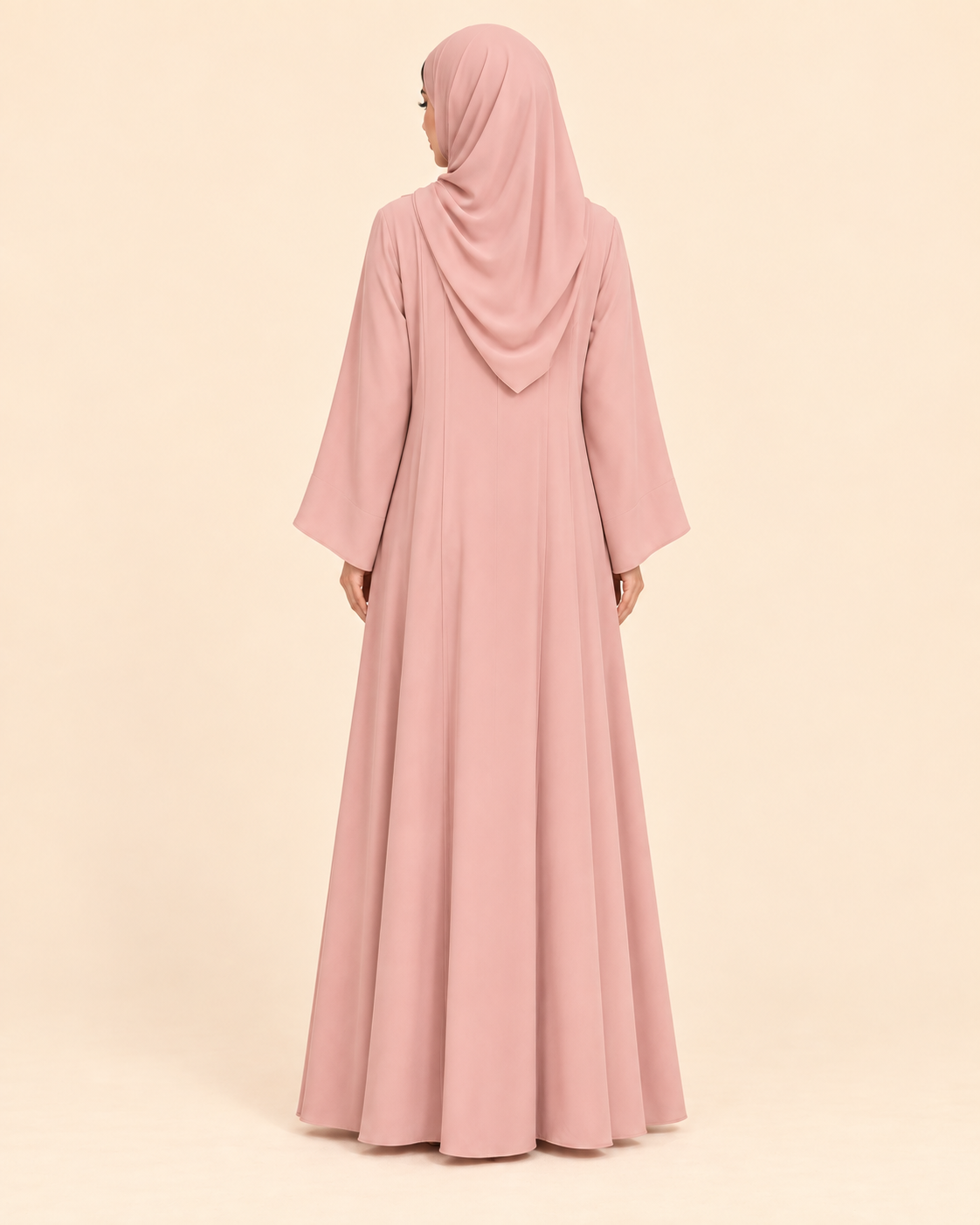 FAYRA Blush Bloom Pleated Abaya
