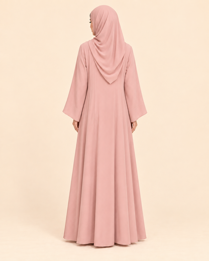 FAYRA Blush Bloom Pleated Abaya