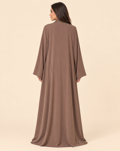 FAYRA Taupe Floral Embroidered Abaya