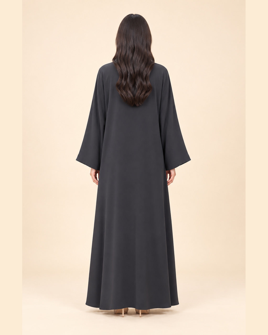 FAYRA Charcoal Square-Stud Abaya