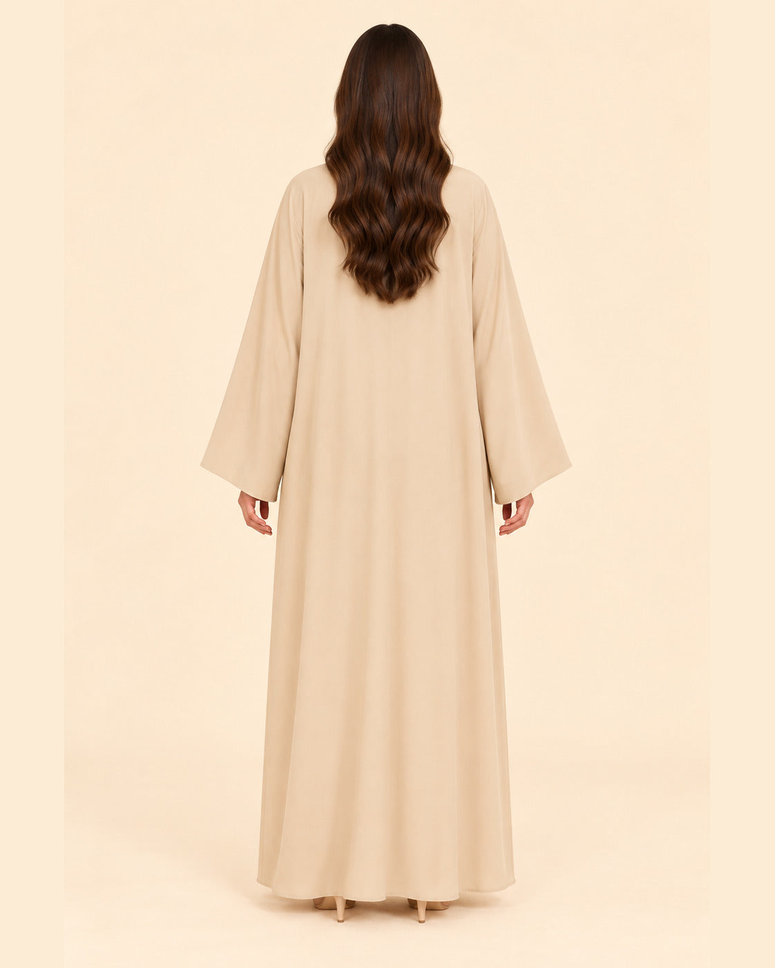 FAYRA Beige Floral Embroidered Abaya
