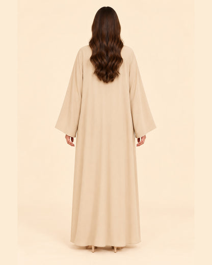FAYRA Beige Floral Embroidered Abaya