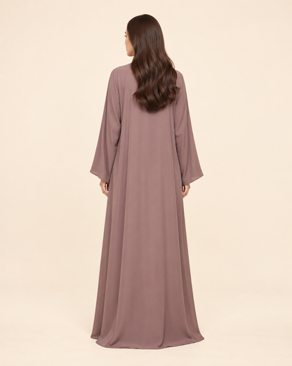 FAYRA Mauve Bow Embroidered Abaya