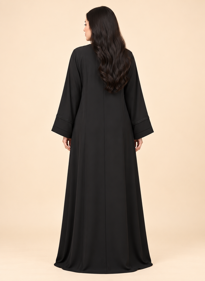 FAYRA Black Beaded Panel Abaya