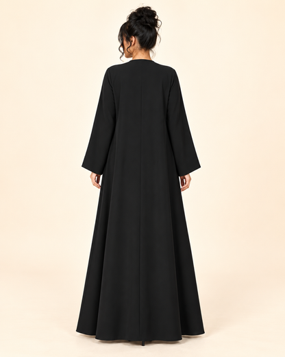 FAYRA Black Ivory Bow Embroidered Abaya