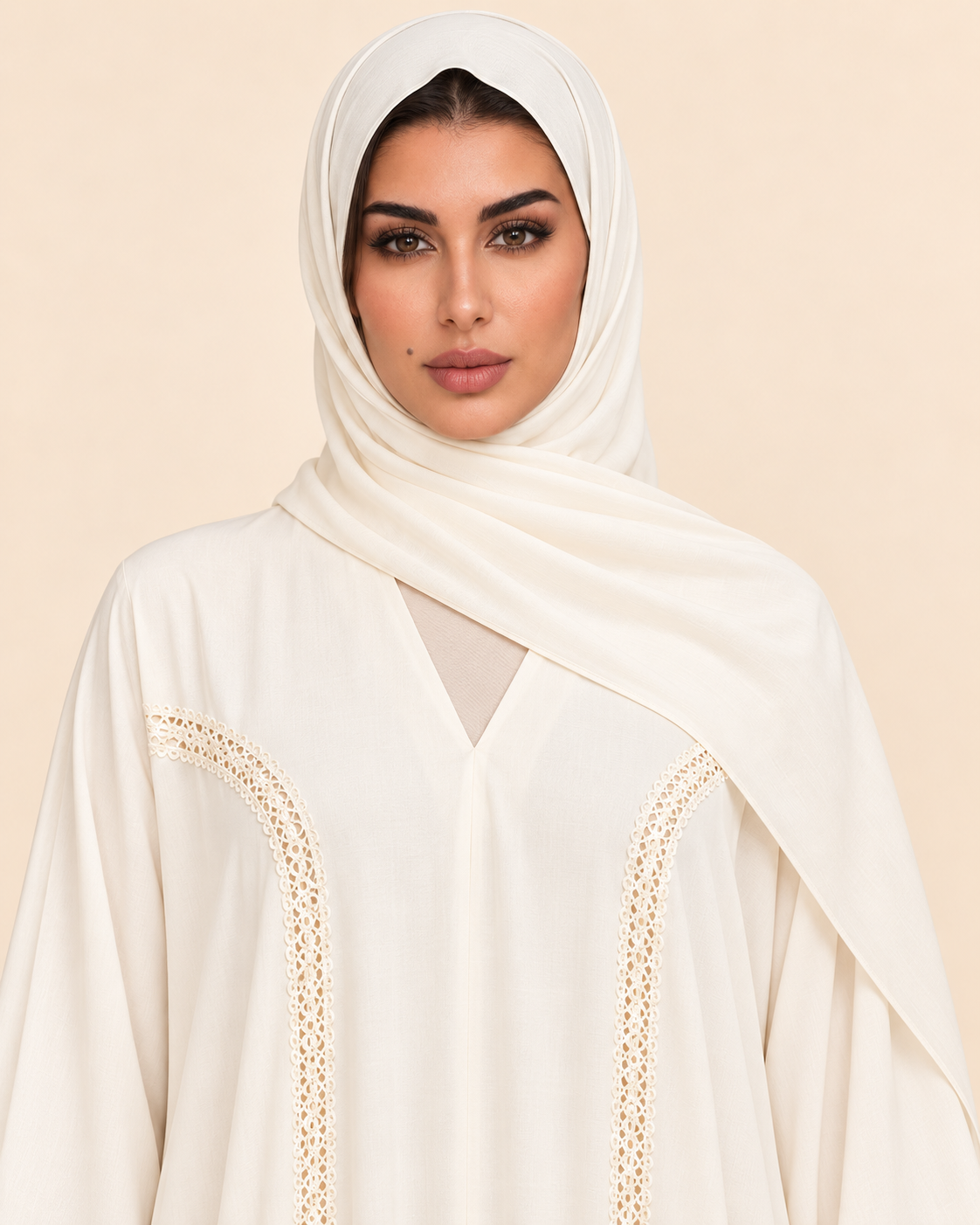 FAYRA Ivory Grace Lace Abaya