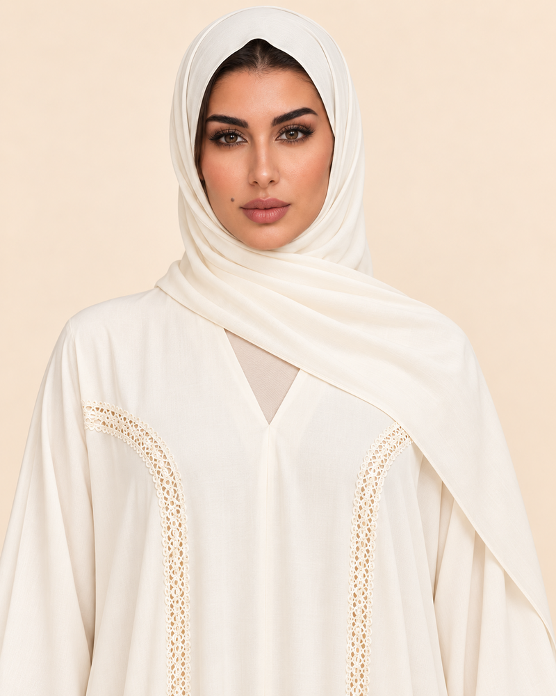 FAYRA Ivory Grace Lace Abaya