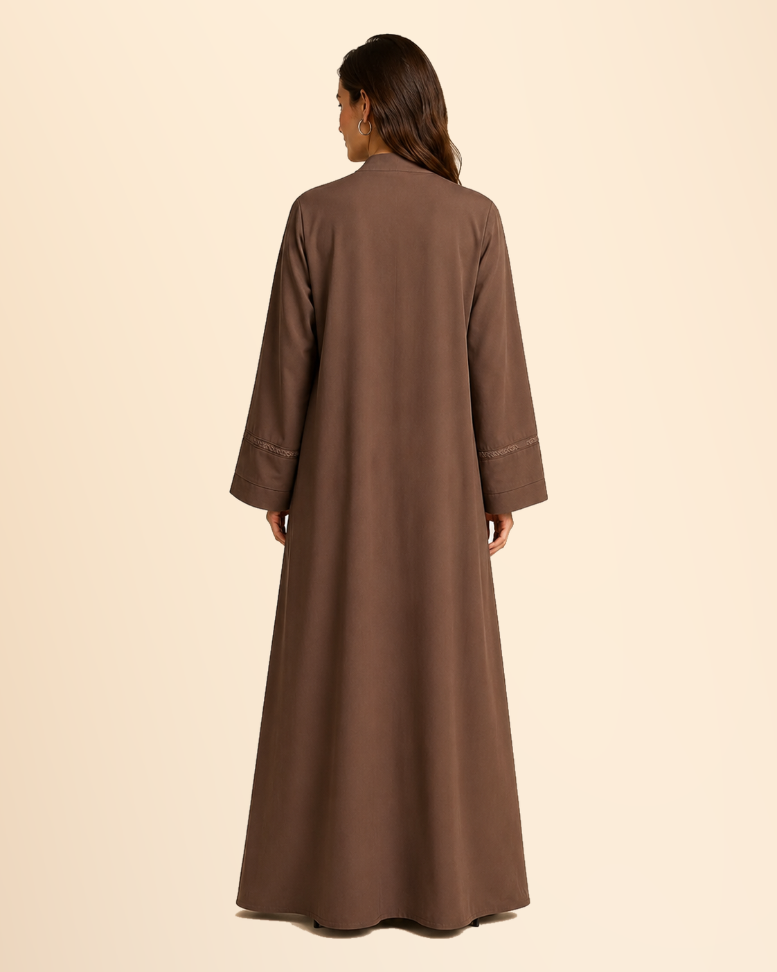 FAYRA Amani Mocha Brown Floral Detail Abaya