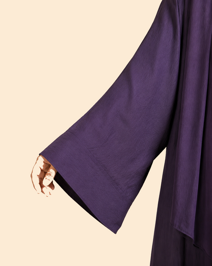 FAYRA Plum Mist Wide-Sleeve Abaya Set