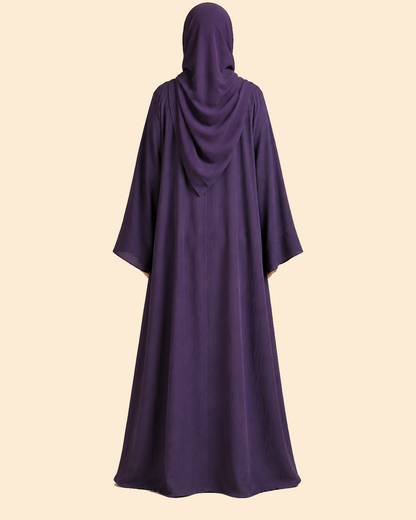 FAYRA Plum Mist Wide-Sleeve Abaya Set