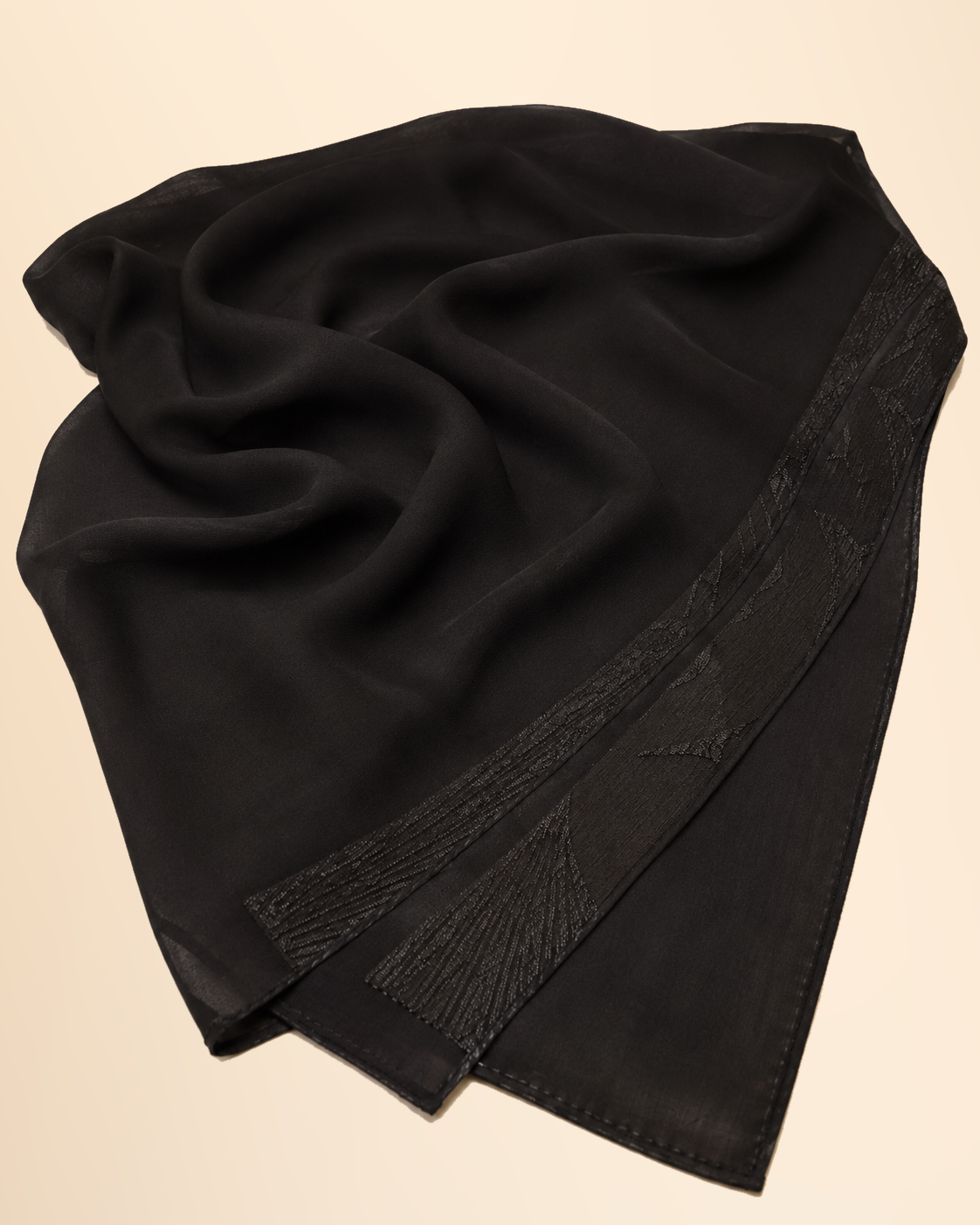 FAYRA Noir Triangle Embellished Jacquard Luxury Abaya