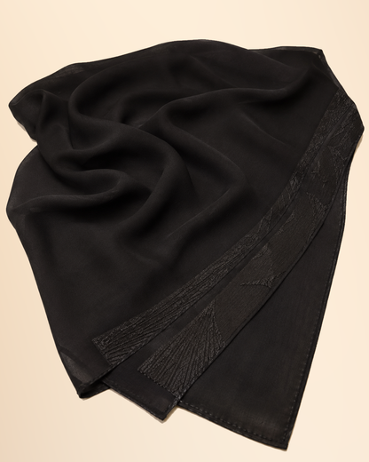 FAYRA Noir Triangle Embellished Jacquard Luxury Abaya