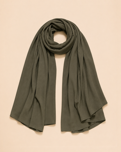 FAYRA Olive Serenity Crystal-Trim Abaya