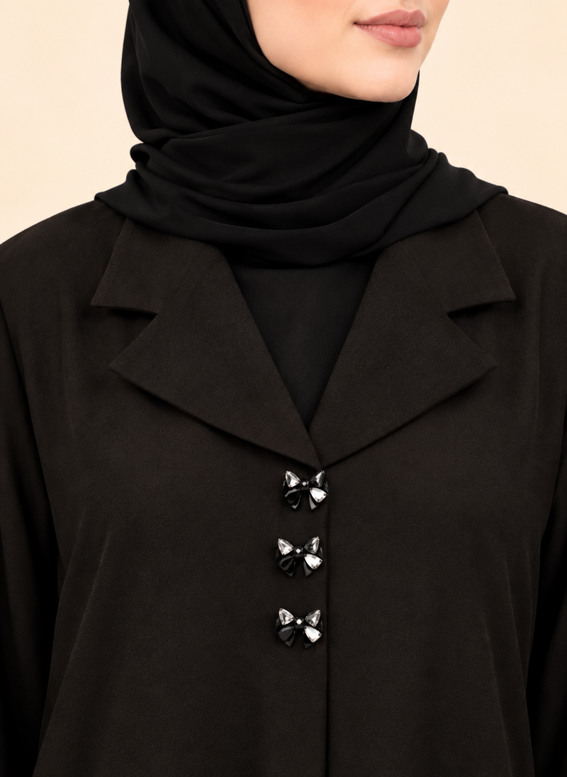 FAYRA Noir Bow Elegance Abaya