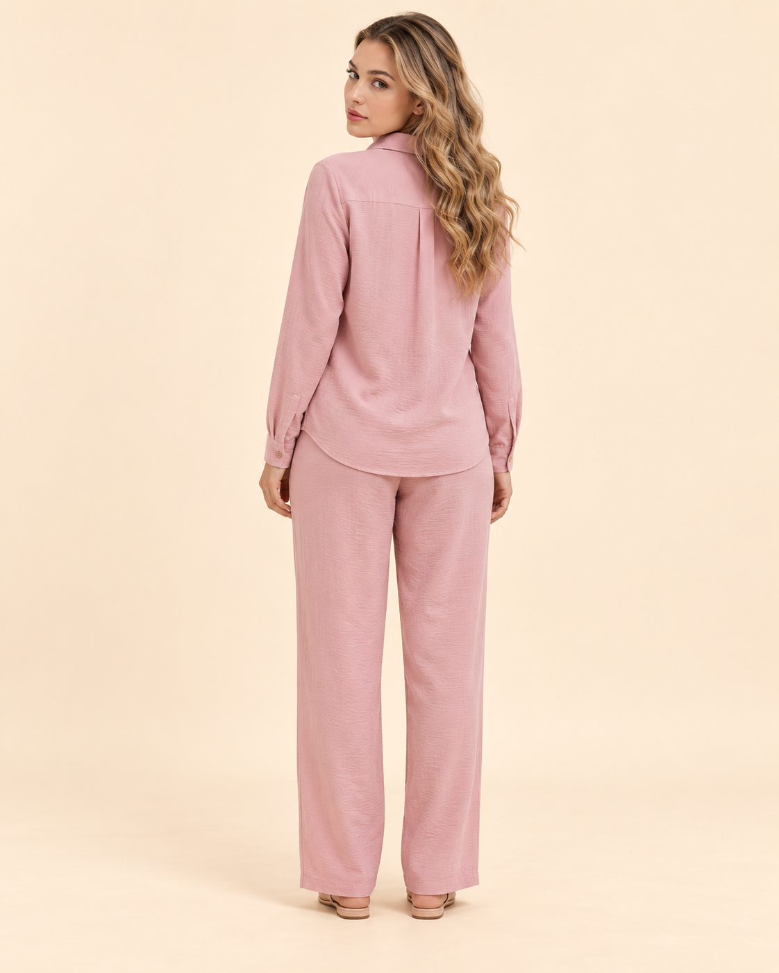 FAYRA Baby Pink Textured Co-ord Set