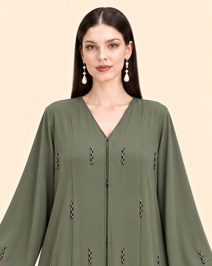 FAYRA Olive Petal Handwork Abaya