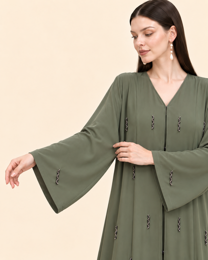 FAYRA Olive Petal Handwork Abaya