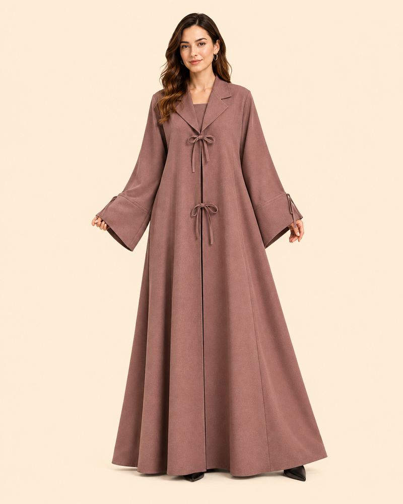 FAYRA Mocha Bow-Tie Abaya