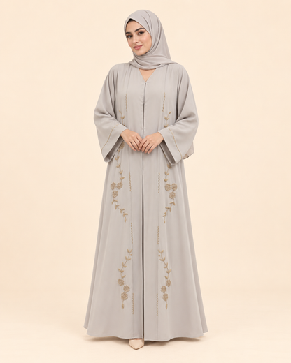 FAYRA Greige Gold Handwork Abaya