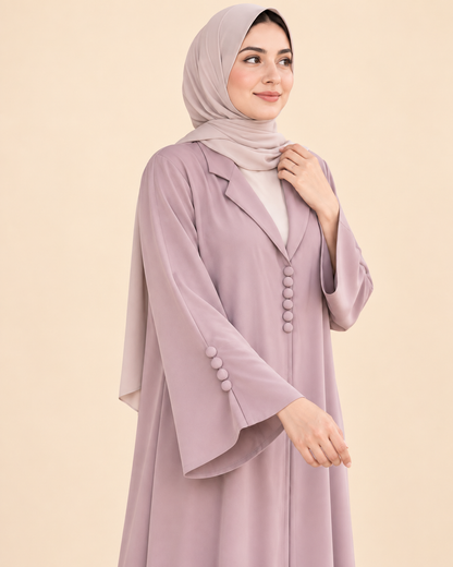 FAYRA Mauve Grace Button Abaya
