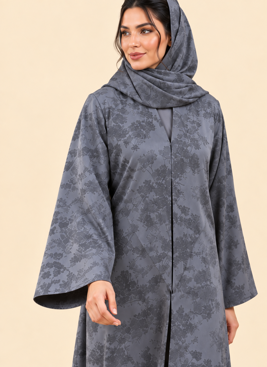 FAYRA Slate Blossom Abaya