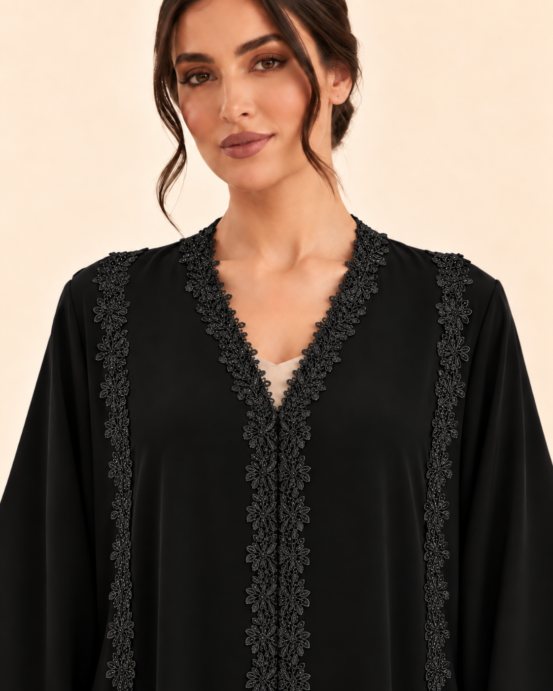 FAYRA Midnight Bloom Lace Abaya