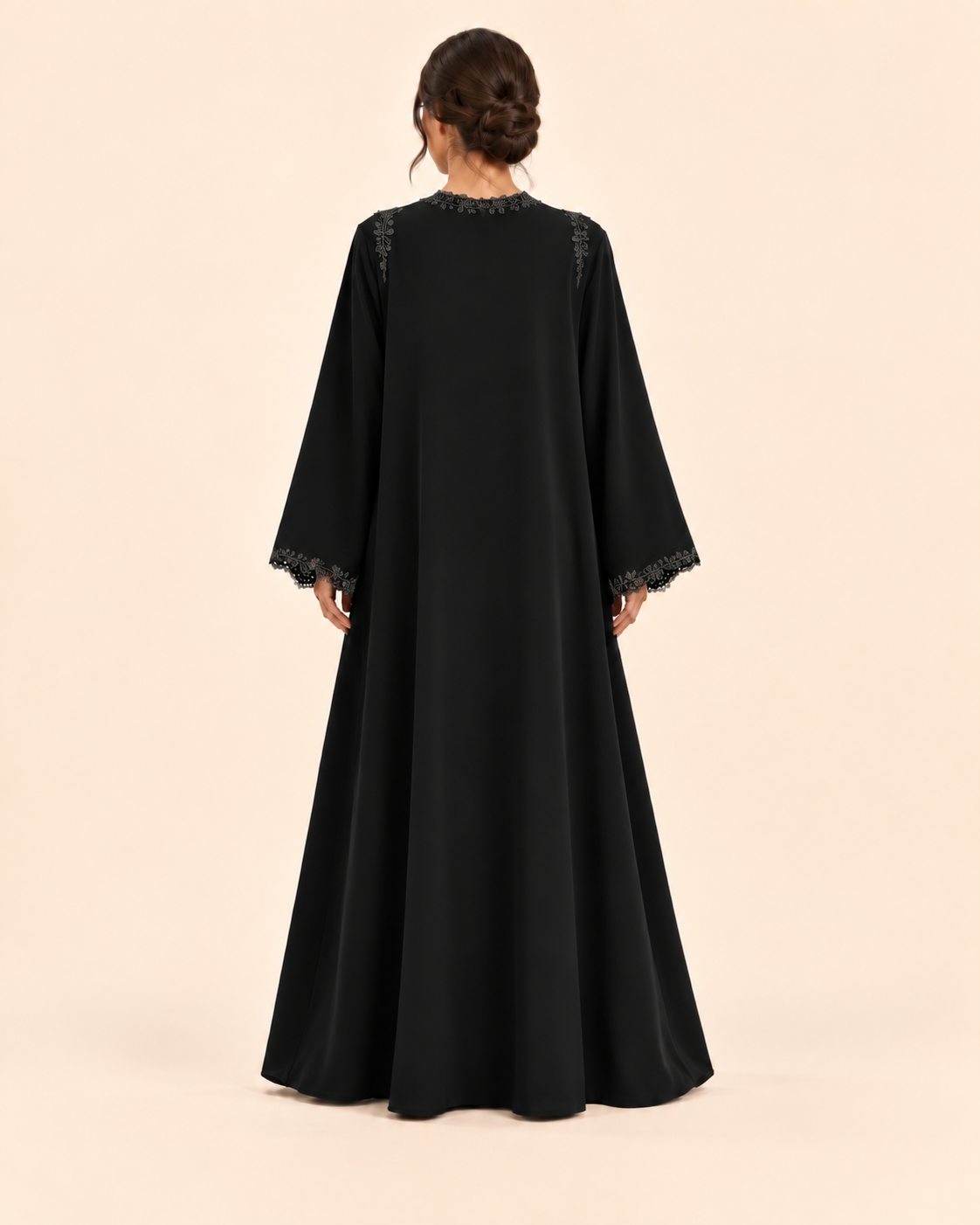 FAYRA Midnight Bloom Lace Abaya