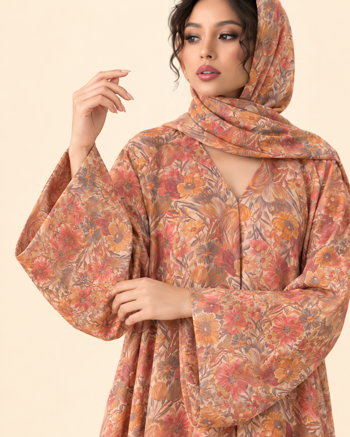 FAYRA Autumn Bloom Floral Abaya