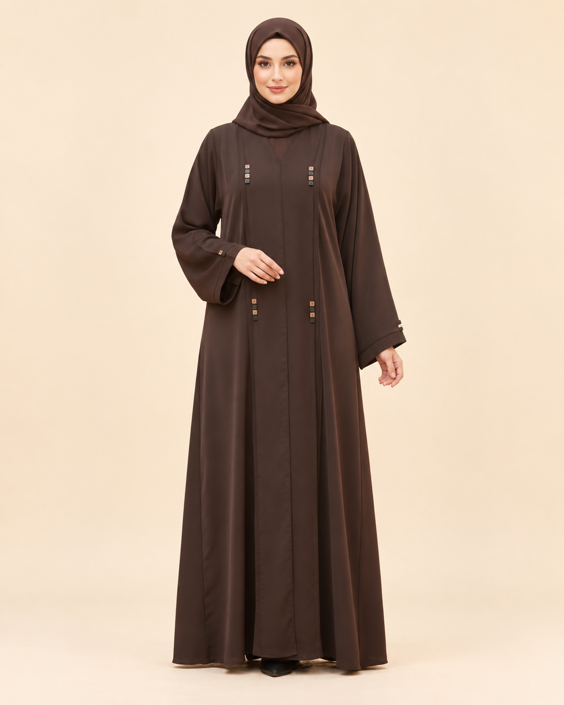 FAYRA Mocha Square-Detail Abaya