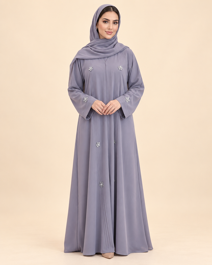 FAYRA Lilac Bloom Embellished Abaya
