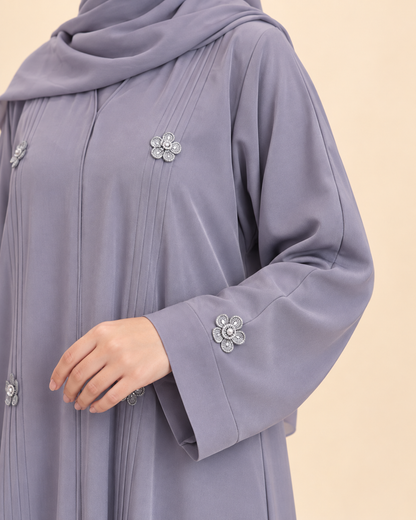 FAYRA Lilac Bloom Embellished Abaya